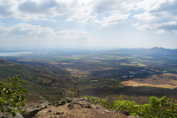 Fototapeta na wymiar View from a cliff on a mountain.
