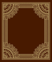 Frame in eastern tradition. Stylized with henna tattoos decorative pattern for decorating covers for book, notebook, casket, magazine, postcard and folder. Flower mandala in mehndi style.