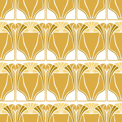 A beautiful gold pattern on white background in art nouveau style