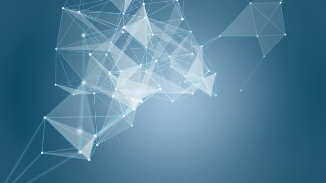 Futuristic plexus animation with glowing triangles in slow motion, 4096x2304 loop 4K