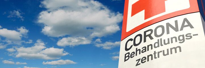 Schild Corona-Behandlungszentrum