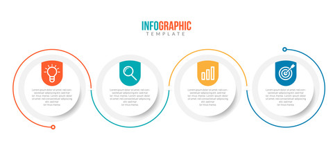 Minimal Business Infographics template. Timeline with 4 steps, options and marketing icons .Vector linear infographic with four conected elements. Can be use for presentation.