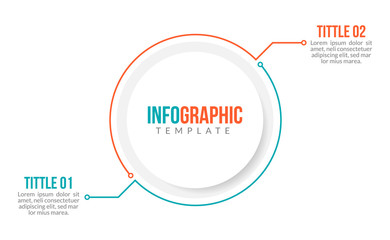 Minimal Business Infographics template. Timeline with 2 steps, options and marketing icons .Vector linear infographic with two conected elements. Can be use for presentation.