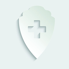 Paper Medical shield icon.  Medical protection sign