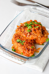 Lazy cabbage rolls with toasted