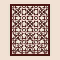 Geometric ornament. The template pattern for decorative panel. A picture suitable for paper cutting, printing, laser cutting or engraving wood, metal. Stencil manufacturing. Vector