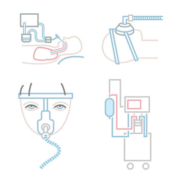 Lung Ventilation Icons Set