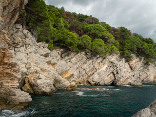 Rocks in Petrovac national park pesacka staza. Montenegro