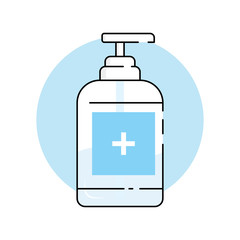 Obraz premium Icon bottle for hand sanitizer pump, washing gel, alcohol gel. Alcohol removal products and services kill most bacteria, fungi, and stop some viruses, such as the coronavirus.