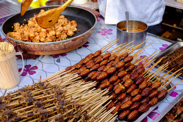 Deep fried insects at a street market in China