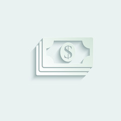 Paper money icon. Vector dollar sign. 
