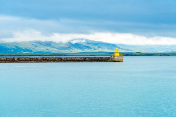 Beautiful Nordic Iceland lighthouse seascape
