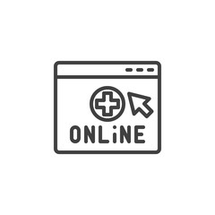 Online pharmacy store line icon. linear style sign for mobile concept and web design. Medicine and healthcare website outline vector icon. Symbol, logo illustration. Vector graphics