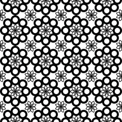seamless abstract floral pattern. simple and modern geomatric leaf vector illustration. linear flowers and circles.