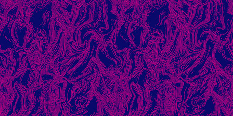 Abstract duotone seamless repeat pattern liquid paint topographic style magenta on dark blue background - obrazy, fototapety, plakaty