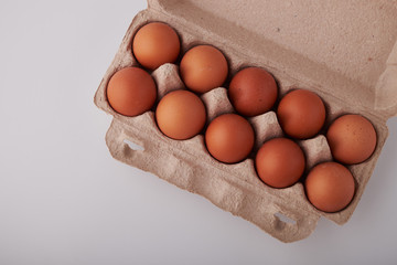 Eggs in package isolated on white background with clipping path