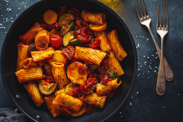 Pasta with tomato sauce with vegetables