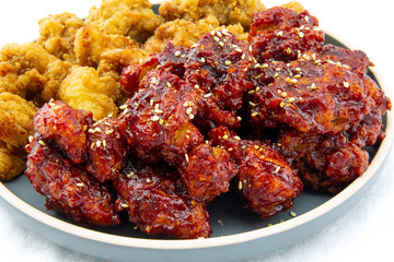 Korean Half of Hot spicy fried chicken and fried chicken