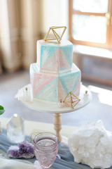 Wedding Cake A table with a quartz wedding decor.