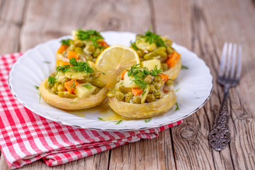 Traditional delicious Turkish food; Artichoke with olive oil (zeytinyagli enginar)