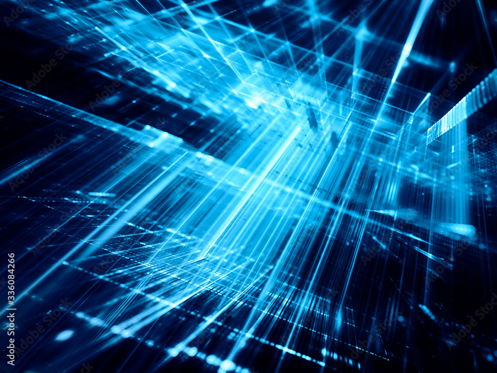 Poster abstract blue on black background element. fractal graphics 3d illustration. science or technology c