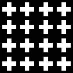 Obraz premium Seamless pattern with white crosses on a black background. Vector and stock illustration. Can be used on fabric wallpaper