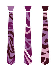 Three vector neckties with abstract lines