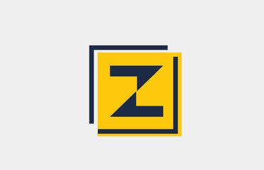 Z yellow blue square alphabet letter logo icon design for business and company