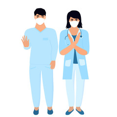 Fototapeta premium COVID-19. Coronavirus epidemic. Doctors in protective medical masks. Stop virus concept. Lab workers