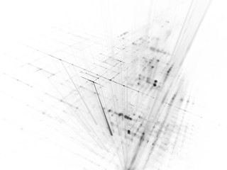 Abstract black and white background element. Fractal graphics 3d illustration. Science or technology concept.