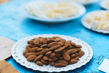 plate of almond on table