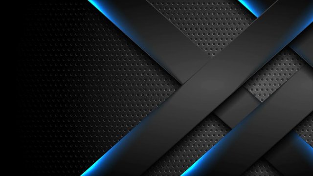 Futuristic black perforated technology motion background with blue neon lines. Seamless loop. Video animation Ultra HD 4K 3840x2160