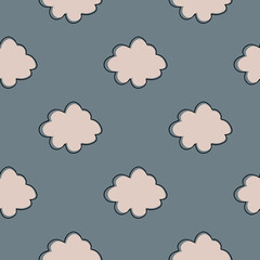 Obraz premium Geometric cloud sky seamless pattern. Simple cloudy texture wallpaper.