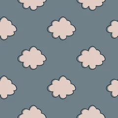 Plexiglas foto achterwand Geometric cloud sky seamless pattern. Simple cloudy texture wallpaper. © smth.design