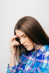 Young woman with sinus pressure pain profile