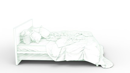 3d illustration of the fancy bed