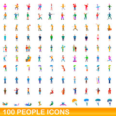 100 people icons set. Cartoon illustration of 100 people icons vector set isolated on white background