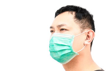 Man wearing health mask to prevent virus or flu or covid19 or coronavirus.