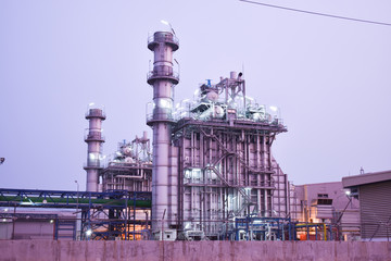 oil refinery in the night