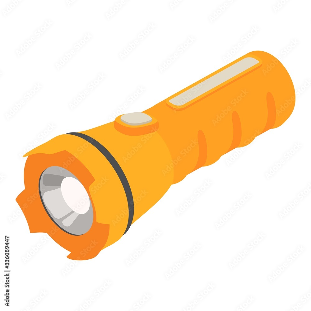 Poster flashlight icon. isometric of flashlight vector icon for web design isolated on white background