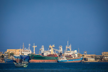 Nice View to the Blue Water Port in the Massawa, Eritrea