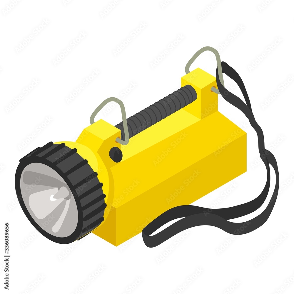 Poster rescue flashlight icon. isometric of rescue flashlight vector icon for web design isolated on white 