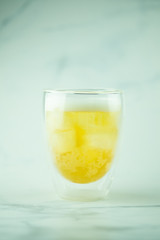 Glass with double walls for cold beer