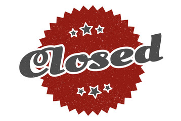 closed sign. closed round vintage retro label. closed