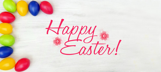 Happy Easter, Easter card with easter eggs, banner