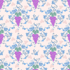 Seamless pattern with purple grapevines background wallpaper.
