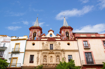 Fototapeta na wymiar Historic buildings and monuments of Seville, Spain. Hospital de Nuestra Seniora de la Paz