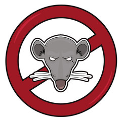 rat stop sign or stop rodent pests .Vector isolated on white background