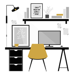 Table icon. Workplace, office, home interior, freelance.