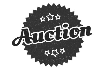 auction sign. auction round vintage retro label. auction